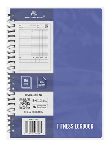 Fitness Logbook (Blue) - A5 Undated Workout Journal For Men & Women - Plastic Cover & Thick Paper - Planner Log Book To Track Weight Loss, Muscle Gain, Gym Exercise, Bodybuilding Progress - style: Blue Plastic