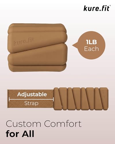 Pilates Weight | Wrist & Ankle Weights for Women | Weighted Bangles | 1LB/ 2LB Each (Set of 2) - color: Mocha, size: 1 LB