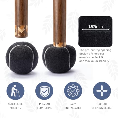 ANCKNE Walker Tennis Balls Precut Tennis Balls for Walkers 4PCS Walkers Legs Universal Precut Glide Balls, Heavy Duty Long Lasting Felt Pad Glide Coverings for Furniture Legs and Floor Protection - color: Black