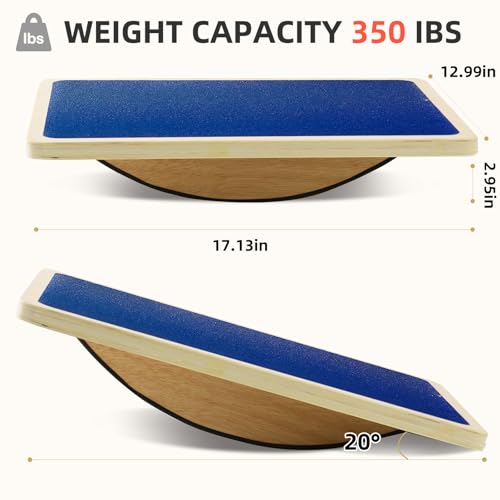 Juoe Balance Board Wobble Board for Adults and Kids - Anti-Slip 350LBS Balance Board for Physical Therapy,Balance Training,Posture Correction,Standing Desk Core Strength Wooden Balance Rocker Board - color: Blue