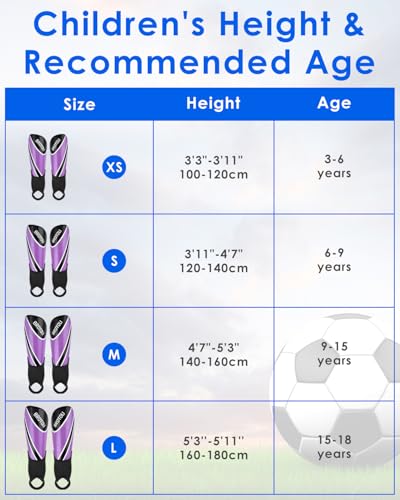BROTOU Shin Guards Soccer Youth, Soccer Shin Guards for Kids 3-15, Light Weight Adjustable Straps Shin Pads Protection Equipment with Ankle and Leg Calf Protection - color: Purple, size: Medium