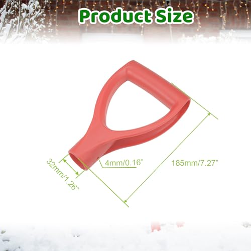 MroMax D Grip Shovel Handle Replacement, 1-1/4" Inner Diameter, PVC | Replacement Handle for Shovel, Spade, Snow Shovel & Rake, Yellow & Black Garden Tool Accessory, Ideal for Digging and Raking - color: Red