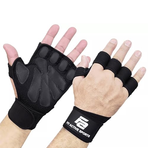 Fit Active Sports New Ventilated Weight Lifting Workout Gloves with Built-in Wrist Wraps for Men and Women - Great for Gym Fitness, Cross Training, Hand Support & Weightlifting. - size: Medium