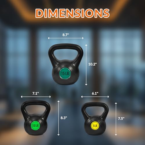Fitvids Kettlebell Sets Piece Strength Training KettleBells Weight Set - style: 30LB Set of 3: 5/10/15LB