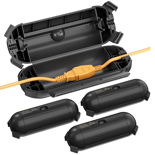 [4 Pack] Outdoor Extension Cord Cover Waterproof, BN-LINK Outdoor Plug Protector, Electrical Connection Box for Holiday String Lights & Tools, Black - color: Black, size: 4 Pack