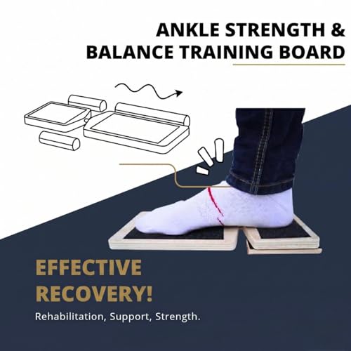 Axis Board Ankle Balance Board, Foot and Ankle Strengthener with 3 Adjustable Difficulty Levels, Single Leg Balance Trainer, Anti-Slip Plywood Platform