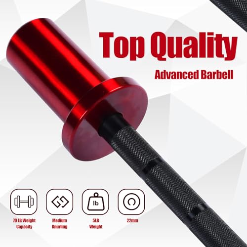 Kids Barbell 5LB Mini Barbell Bar 4ft for Beginner Women & Kids Weighted Bar, Compatible with 2-Inch Weight Plates, for Strength Training Gym Weight Lifting - color: Black&Red