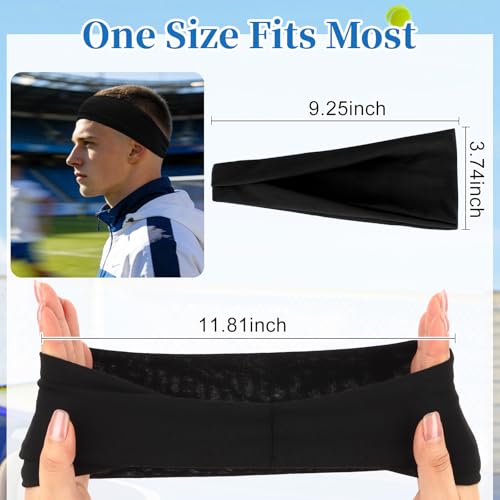 YARIEW 6Pcs Headbands Paisley Bandanas Head Bands Sweat Band Hair Wrap Headwrap Fashion Boho Wide Thick Workout Yoga Elastic Headbands Mens Cooling Running Sports Headband Sweatbands for Women and Men - color: Black