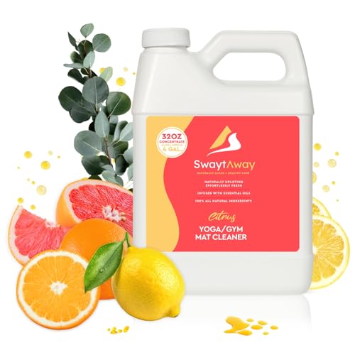 SwaytAway Fitness Mat Cleaner Concentrate Citrus, 32oz Makes 4 Gallons | No-Slip No-Residue Essential Oil Formula, USA Made Aromatherapy Yoga Mat Spray for Home & Studio, Natural Cleaning Solution - size: 32 oz - 1 Pack