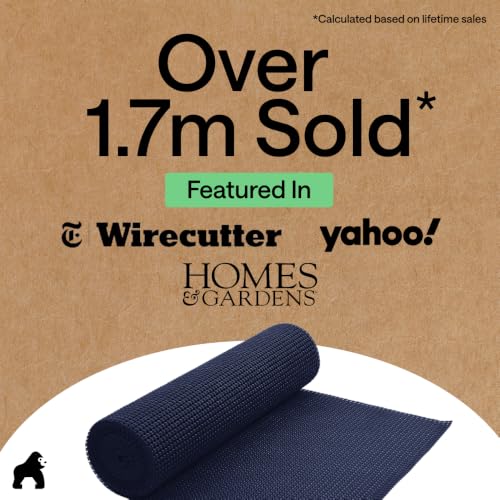 GORILLA GRIP powerGRIP Drawer Shelf and Cabinet Liner, Thick Strong Hold, Non-Adhesive Liners Protect Kitchen Cabinets and Cupboard, Bathroom Drawers, Easy Install, Breathable Mat, 12" x10', Navy Blue - color: Navy, size: 12" X 10', style: 12" x 10'