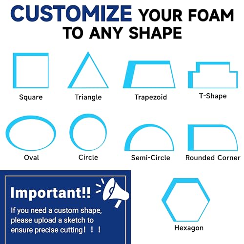 ColourTree Custom High-Density Foam (2'' Thickness), Firm-to-Medium for Bench Cushions, Dining Seats, Pet Mats, Window Seating & DIY Projects - size: 2 Inch Thick