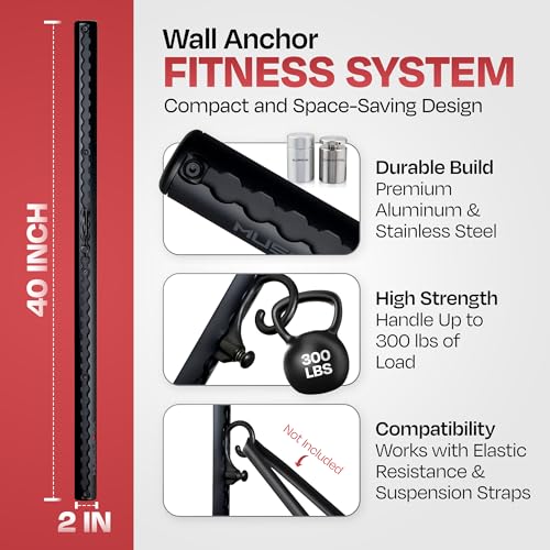 Aluminum Wall-Mounted Anchor Fitness System - Adjustable, Multi-Functional, Space Saving Home Gym Solution for Strength Training, Workout Goals | 100+ Exercises, Easy Installation, 300lbs Capacity - color: Pack of 2 - Black