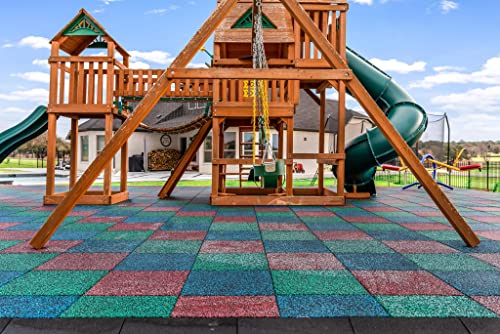 Playsafer Elevate Rubber Playground Tiles - 1" Thick High Density Interlocking Shock Absorbent Safety Tile for Playgrounds, and Exercise Equipment - 20" X 20" (180 Tiles - 486 Sq. Ft. - Blue) - color: Blue