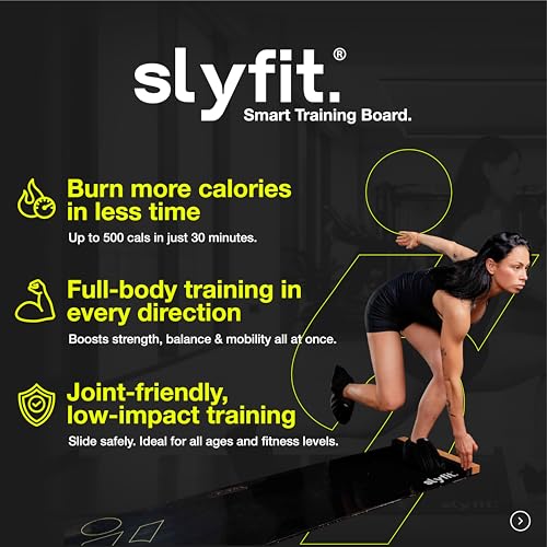 Slyfit Slide Board – Revolutionize Your Workouts: Slide Exercise at Home with Booties for Fitness, for Multi-Sport Training, Core Strength, Flexibility – Low-Impact Durable Home Gym Equipment for Balance and Agility