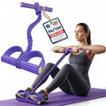 Resistance Band with Pedals, 6 Tube Pedal Resistance Band for Full Body Home Workout, Exercise Band with Handles for Abs, Glutes, Arms & Legs, Portable Fitness Equipment for Women (Purple)