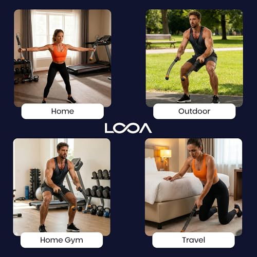 LOOA Adjustable Weighted Ropeless Battle Ropes for Home Gym (2 Pack) Set | Quiet Training, No Anchor Required, Portable, Full Body, Indoor Exercise