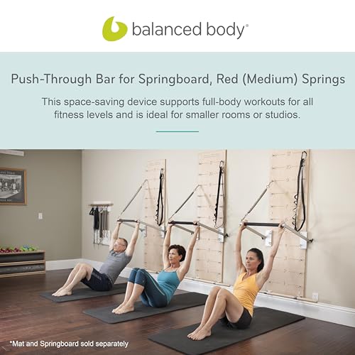 Balanced Body Pilates Springboard, Wall Mounted Pilates Workout Equipment for Home Gym or Studio Use, Pilates Exercise Equipment with Resistance Springs - color: Red (Medium Resistance Springs)