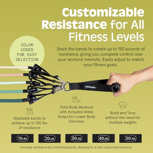 Retrospec Train Resistance Bands Set for Working Out - 5 Stackable Bands, Handles & Door Anchor - Portable Fitness Equipment for Physical Therapy & Yoga Includes Carry Bag - color: Smoothie, size: (Pack of 60)