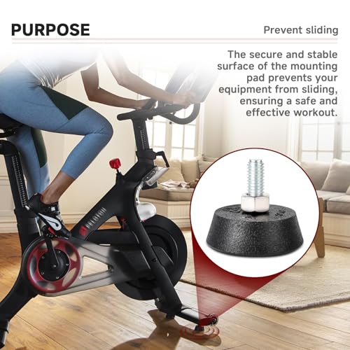 (4 Pack) for Peloton Exercise Bike Support Foot Pad, Upgraded Stainless Steel 3/8" Leveling Screws, Rubber Swivel Non-Slip Shock-Absorbing, Easy Install Replacement Parts