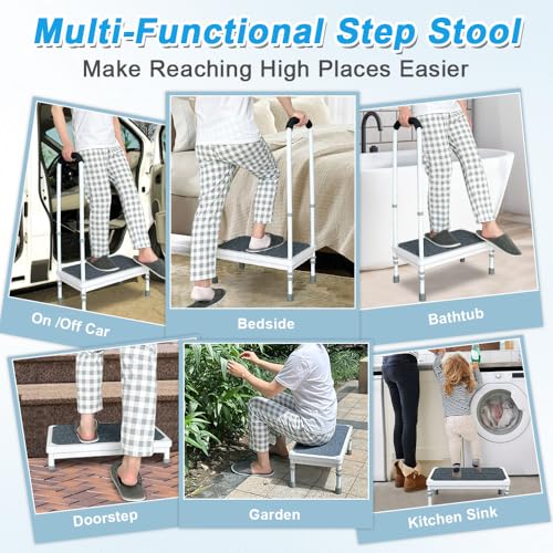 Medical Step Stool with Handle for Elderly Seniors SUV Car Steps 400lb Stepping Stool Adults Ramps with Handrails Height Adjustable Rv Steps Wide Platform Safety Handicap Mobility Assist Devices - size: 21.8×12×38inch