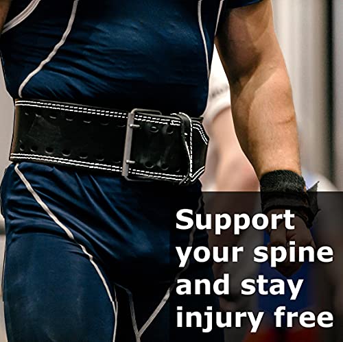 Vikingstrength Premium Weight Lifting Belt with Lifting Straps, Gym Weightlifting Belt for Men and Women, perfect for Squat, Powerlifting, Crossfit and Deadlifting M-4XL + V-Strength Workout App - size: 3XL