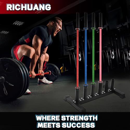 6-Bar Holder 2" Olympic Rack, Floor Stand for Home Gym | Holds Olympic, curl, trap, axle bars. Protective sleeves. 24 lbs. No wall mount. Easy assembly, fits small spaces.