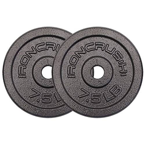 Standard 1 inch Cast Iron Weight plates - Superior Hammertone Finish, Wider Range 1.25-50 lbs Weights. Ideal for Dumbbell Handles, 1in Barbells, Adjustable Kettlebell Handles - Sold in Pairs - color: 7.5lb (Set of 2)