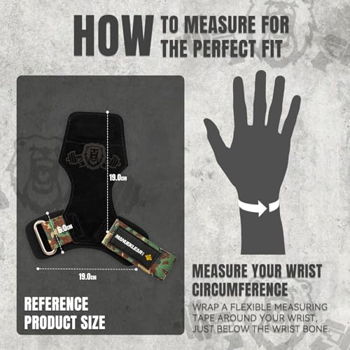 MANUEKLEAR Gym Straps Weight Lifting, Double Leather Lifting Straps for Men Deadlift with Cushion Wrist Loop, Gym Lifting Wrist Wraps for Weightlifting - color: One Size - Black/Camo