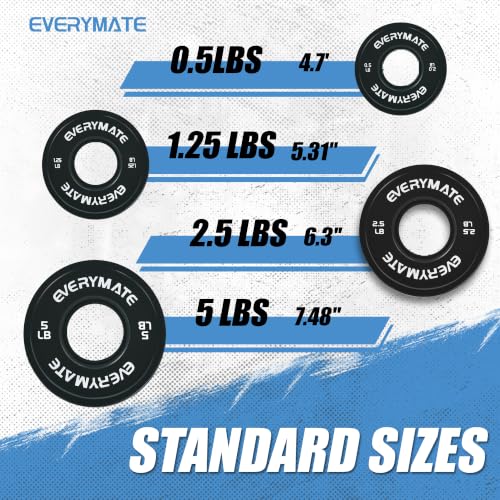 EVERYMATE Change Weight Plates 1.25LB 2.5LB 5LB Set Fractional Olympic Bumper Plates for Cross Training Steel Insert Strength Training - color: 18.5 LB(0.5+1.25+2.5+5), size: Black