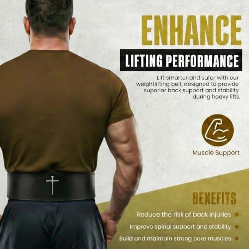 Christian Lever Weight Lifting Belt- 10mm Thick Leather Weightlifting Belt for Men & Women- Durable Leather Weight Belt for Men- High Strength Powerlifting Belt- Squat Belt, Deadlifting Belt | Faith Lever Weight Belt for Men, Secure Steel Lever Buckle, Du