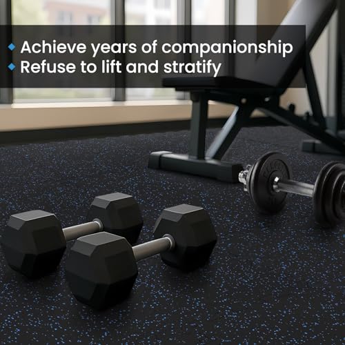 Upgraded 100% Rubber Flooring 0.6in Extra Thick - Interlocking Puzzle Floor Tiles for Home Gym Heavy Workout Equipment - Rubber Floor Tiles Non-Slip - Noise Reduction & Shock Bsorption - 6Pcs