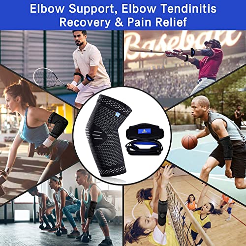 ABYON Compression Elbow Support, 1 Piece Compression Sleeve + 2 Pcs Tennis Elbow Pads for Men Women Pain Relieves Tendonitis, Arthritis, Tennis Elbow, Epicondylitis - color: Black, size: X-Large