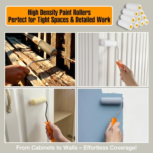 King Origin Foam Paint Roller, 10 Pack, 4 Inch High Density Roller | Foam Paint Roller Covers for Smooth Paint Application, No Lint Shedding on Walls, House - size: 4", 10 PCS, Foam
