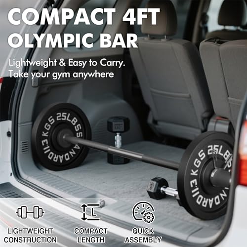 Mikolo EZ Curl Bar, 2 Inch Olympic Curl Bar for Biceps and Triceps, 47” Curling Bar with Knurled Grip, 700LB Barbell Bar with Multi-Angle Wrist-Friendly Design - color: Black - 4ft Straight Bar - Bar Only