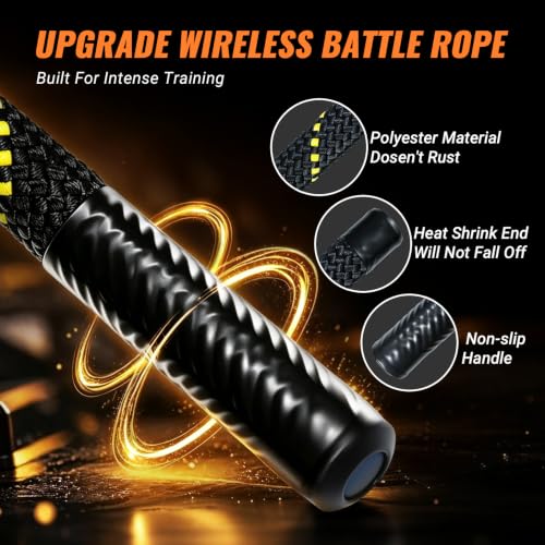 Battle Rope 1/1.26/1.5/2 Inch Diameter,Pink 30FT/40FT/50FT Exercise Workout Ropes for Home Gym Heavy Weighted Training Rope for Working Out - style: Ropeless Black