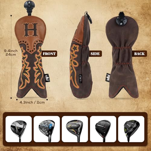 Craftsman Golf Cowboy Western Retro Brown Durable Golf Headcover Head Cover fits up to 460cc Driver for Fairway Wood Hybrids Rescue Putter Protector - style: Hybrid headcovr