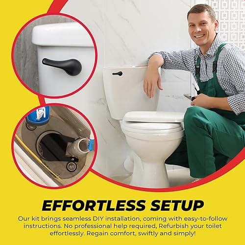 Qualihome Front Mount Toilet Handle Replacement Kit - Black Flush Handle with 2 Inch Universal Toilet Flapper Replacement - Easy Install Toilet Lever & Flapper - Toilet Flusher Kit - color: Black Finish