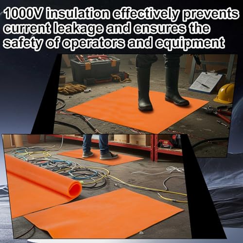 1 Pcs 40" x 40" Insulated Rubber Mat, 1000v High Voltage Insulation Blanket Electrical Safety Rubber Mat Non Conductive Dielectric Mats for Electricians Industrial Workspaces, Orange - color: Orange, size: 40" X 40" X 0.06"