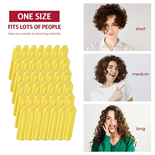 Syhood 43 Pcs Foam Sponge Hair Rollers Women 0.59 Inch Soft Sleeping Curlers Flexible Sponge Curler Tool and Rat Tail Comb for Hair Styling Hairdressing Overnight Curl and Volume(Yellow) - color: Yellow