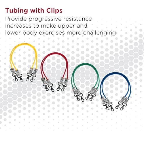 THERABAND Wellness Station Professional Latex Resistance Tubing With Connectors for Physical Therapy, Exercise Station for Rehab, Lower Pilates, Set of 2, 18 Inch, Red, Medium, Beginner Level 3 - color: Red - Medium, size: 18 Inch