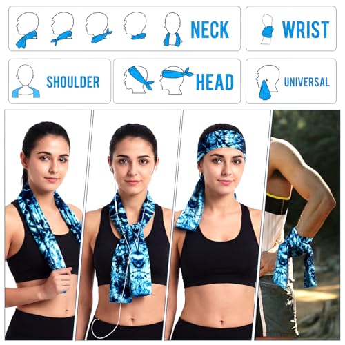 12 Pcs Tie Dye Cooling Towel for Neck and Face, 40 x 12 Inch Soft Microfiber Breathable Chilly Ice Towel, Stay Cool Sweat Rags for Sports Biking Hiking Running Yoga Golf Camping - style: Tie Dye