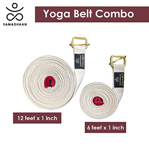 Yoga Strap with Durable Sliding Brass Buckle | Strong & Secure Yoga Strap | Double Thickness Adjustable Yoga Belt for Daily Stretching, Yoga, Pilates & Fitness