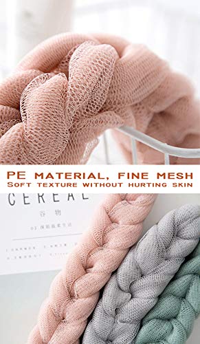 AARainbow 2 Packs Long Stretch Back Sponge with Rope Handles Back Scrubber Bath Shower Mesh Sponge Exfoliating Body Scrub Stretch Braided Loofah for Men and Women (2 Gray) - color: 2 Gray