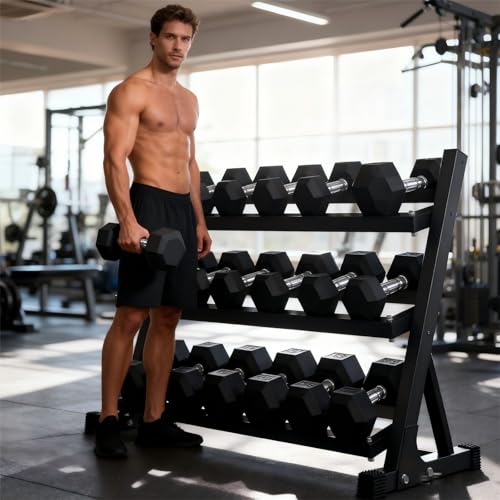 Rubber Hex Dumbbell Set with Rack - Multiple Free Weight for Home Gym, 350/450/550lbs Exercise Equipment for Strength, Multiple Options Dumbbells with Storage for Home Gym Exercise Fitness Equipment - style: 450lbs
