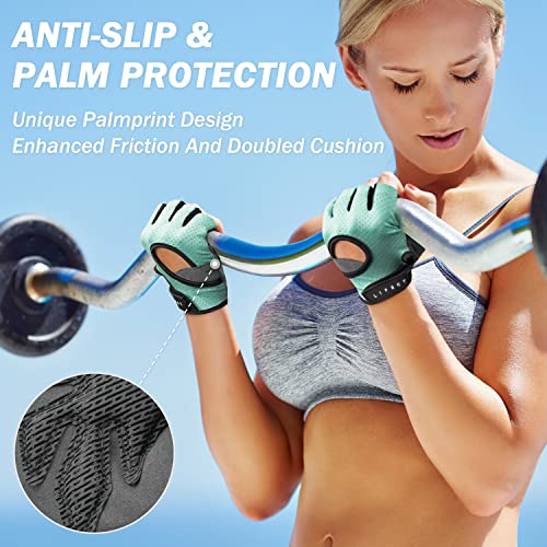 LIFECT Freedom Workout Gloves, Knuckle Weight Lifting Shorty Fingerless Gloves with Curved Open Back, for Powerlifting, Gym, Women and Men - color: Aqua, size: X-Large