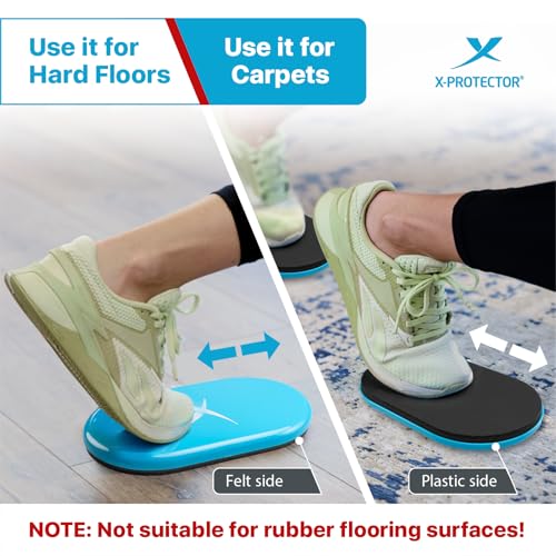 X-Protector Sliders for Working Out - 2 PCS - Double-Sided Exercise Sliders for Hard & Carpeted Floors - Gliders for Exercising! - color: Black & Blue