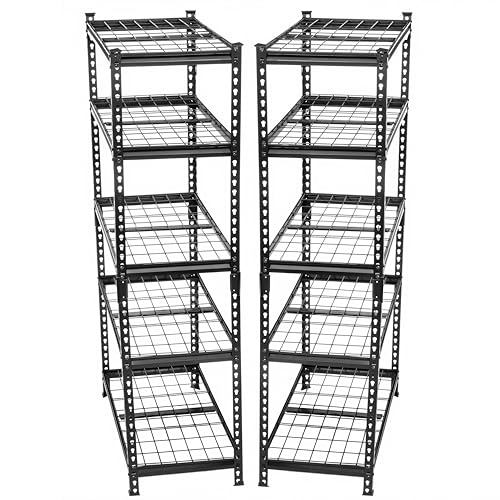 5-Tier Heavy-Duty Storage Shelves, 2250 LBS Load Steel Shelving Unit, Adjustable Boltless Garage Shelving, Sturdy Organizer for Garage, Kitchen, Gym, Shed (Black, 2PCS 36''W x 18''D x 72''H) - size: 2PCS 36''W x 18''D x 72''H