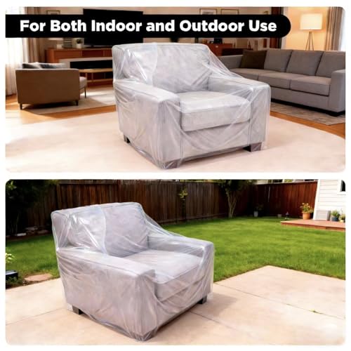 Plastic Chair Cover Furniture Cover with Elastic Band, Clear Recliner Cover Protector for Moving and Storage, Waterproof & Dustproof Moving Bags for Armchair Slipover 34W x 42D x 48H Inches (Chair) - size: Chair