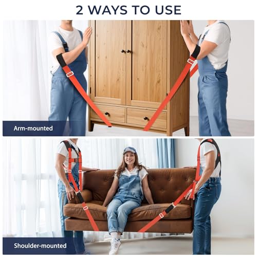 Ytonet Moving Straps, Lifting Straps for Move Furniture, 2-Person Shoulder Lifting and Moving System with Back Support for Appliances, Mattresses, Heavy Objects up to 800lbs, 120" Round Sling, Orange - size: With Back Support-Standard