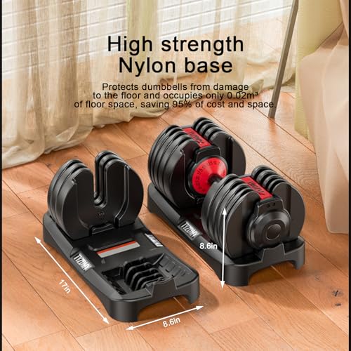 TYZDMY Adjustable Dumbbells Set of 2，Free Weights Dumbbells Set | Adjustable Dumbbell Set，52.5 lbs pair 105 lbs，15 in 1，for Men/Women Gym Equipment for Home Strength Training Equipment